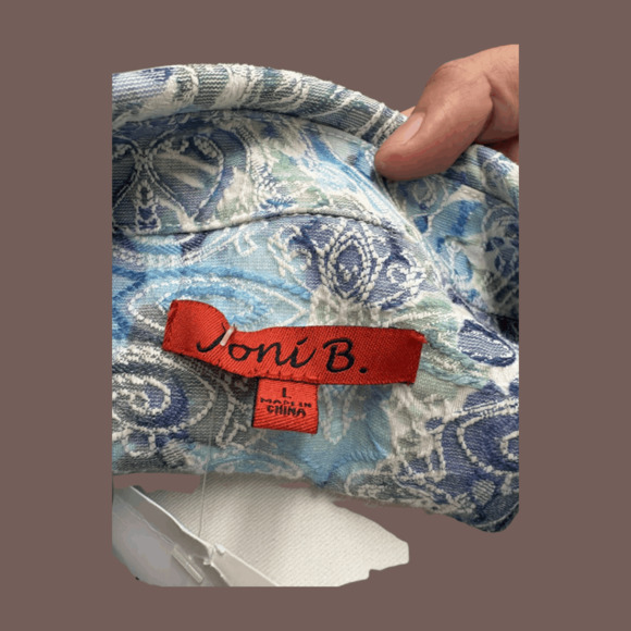 Joni B Paisley Jacket | Blue Green Trucker Style | Size L | Vintage - Picture 5 of 5